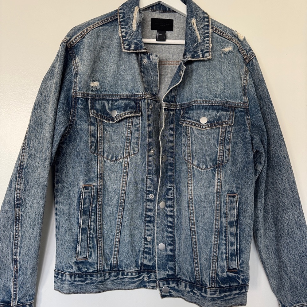 Forever 21 Distressed Blue Denim Jacket